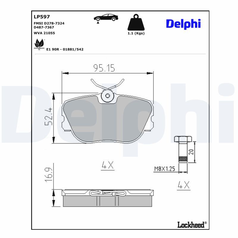 Гальмівні колодки дискові DELPHI LP597 - zapix