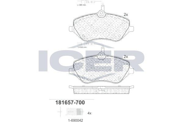 Гальмівні колодки дискові ICER 181657700 - zapix