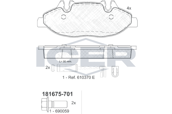 Гальмівні колодки дискові ICER 181675701 - zapix
