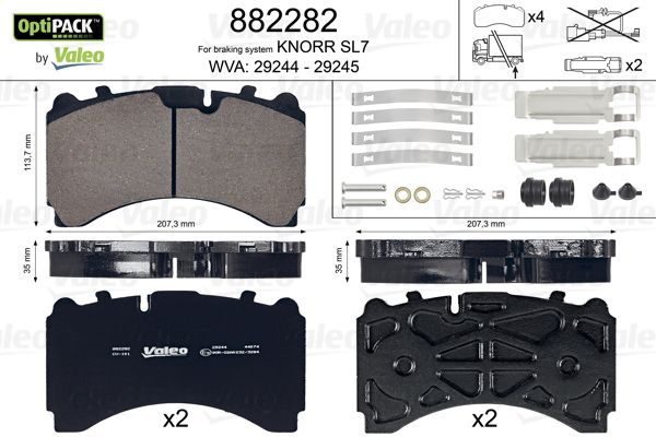 Гальмівні колодки дискові VALEO 882282 - zapix