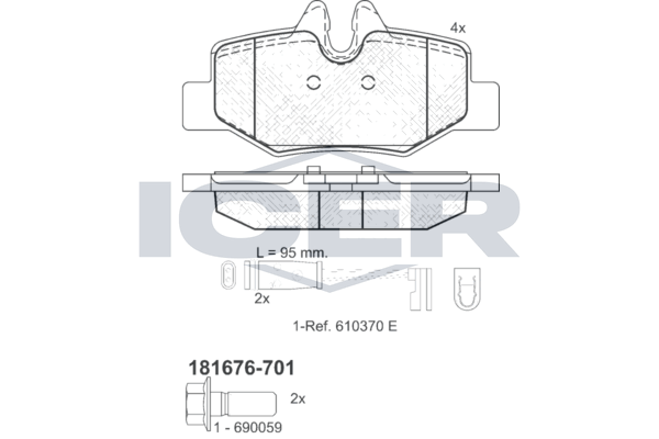 Гальмівні колодки дискові ICER 181676701 - zapix