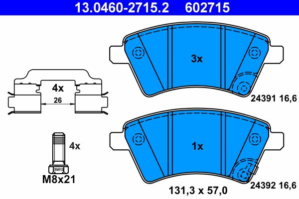 Гальмівні колодки дискові ATE 13046027152 - zapix