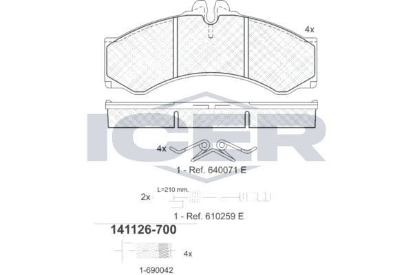 Гальмівні колодки дискові ICER 141126700 - zapix