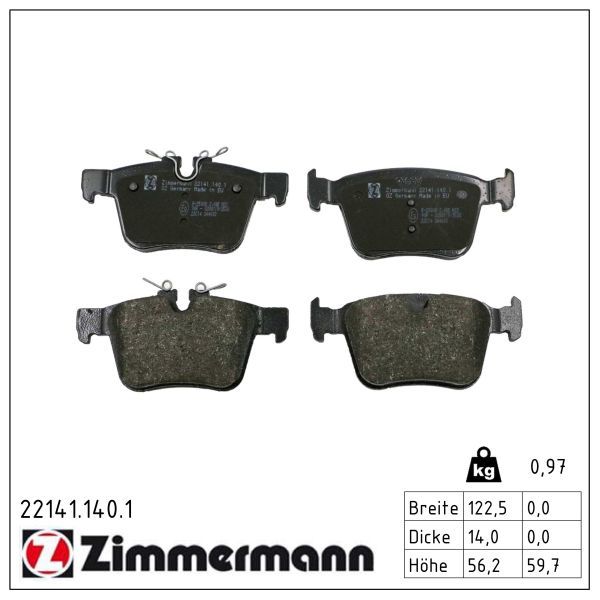 Гальмівні колодки дискові ZIMMERMANN 221411401 - zapix