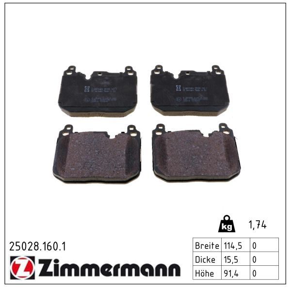 Гальмівні колодки дискові ZIMMERMANN 250281601 - zapix