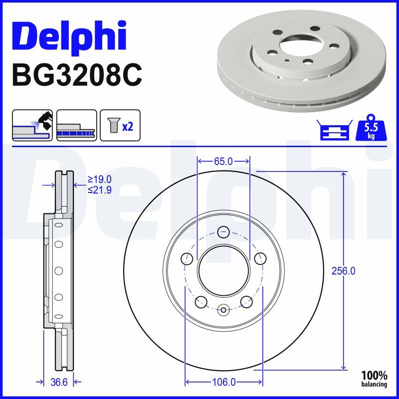 Гальмівний диск DELPHI BG3208C