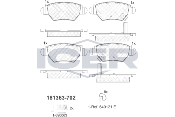 Гальмівні колодки дискові ICER 181363702 - zapix