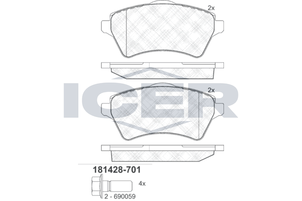 Гальмівні колодки дискові ICER 181428701 - zapix