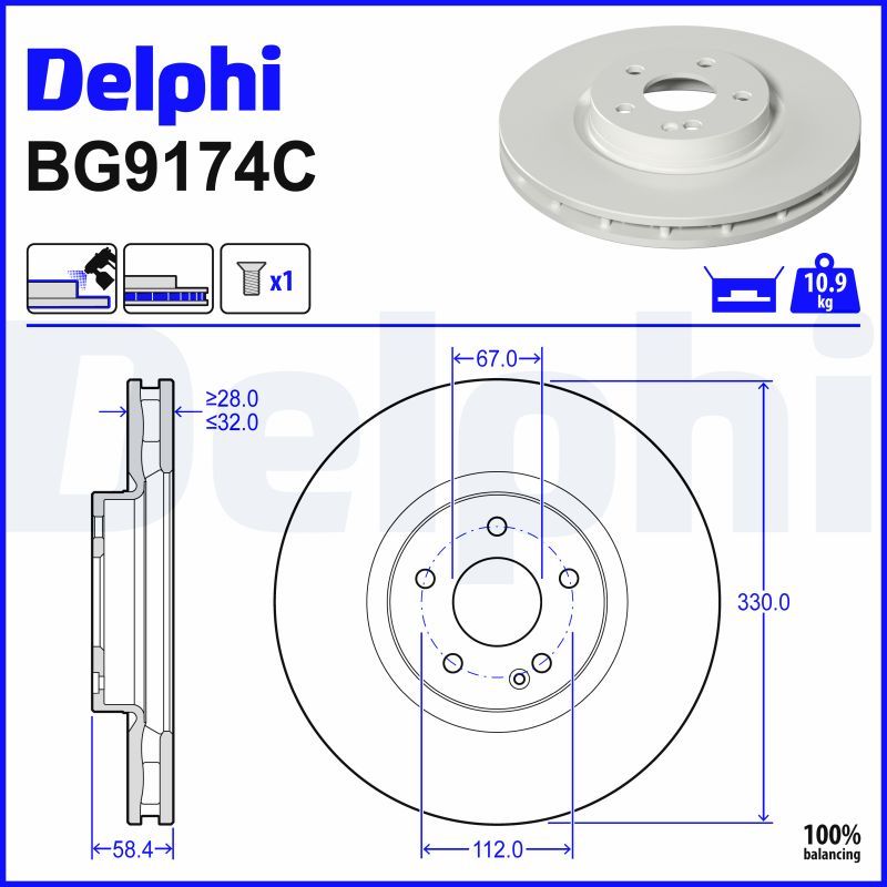 Гальмівний диск DELPHI BG9174C - zapix