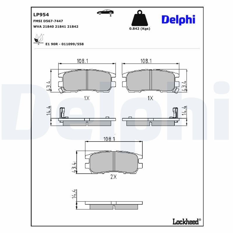 Гальмівні колодки дискові DELPHI LP954