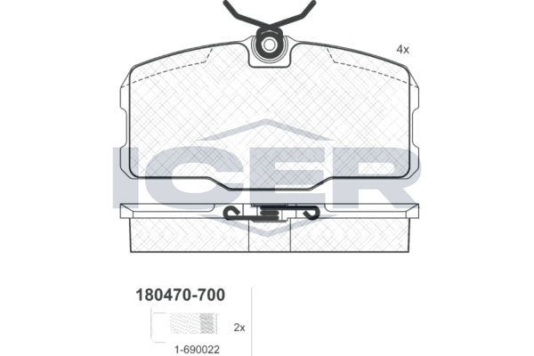 Гальмівні колодки дискові ICER 180470700 - zapix