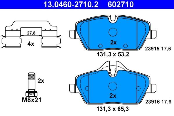 Гальмівні колодки дискові ATE 13046027102 - zapix