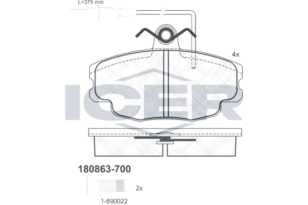 Гальмівні колодки дискові ICER 180863700 - zapix