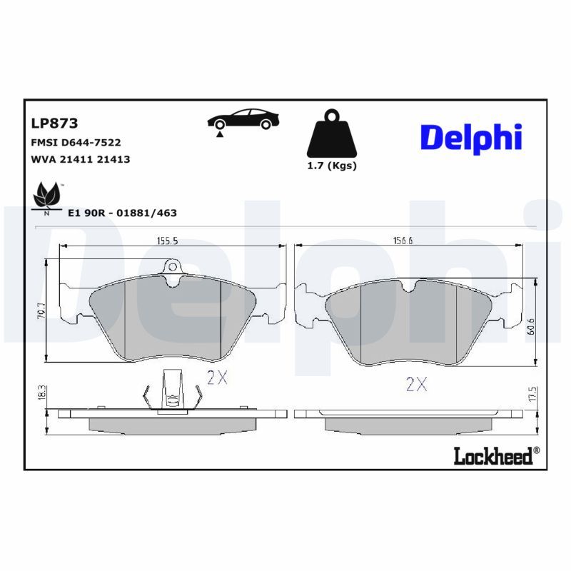 Гальмівні колодки дискові DELPHI LP873 - zapix