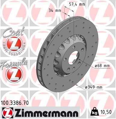 Гальмівний диск ZIMMERMANN 100338670 - zapix