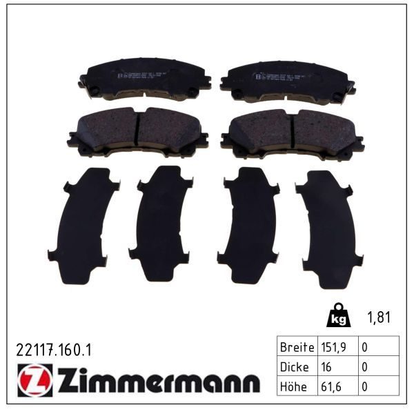 Гальмівні колодки дискові ZIMMERMANN 221171601 - zapix