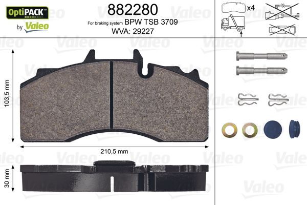 Гальмівні колодки дискові VALEO 882280 - zapix