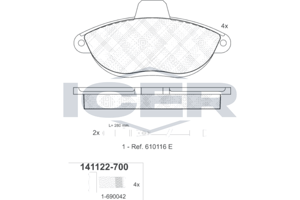 Гальмівні колодки дискові ICER 141122700 - zapix