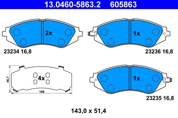 Гальмівні колодки дискові ATE 13046058632 - zapix