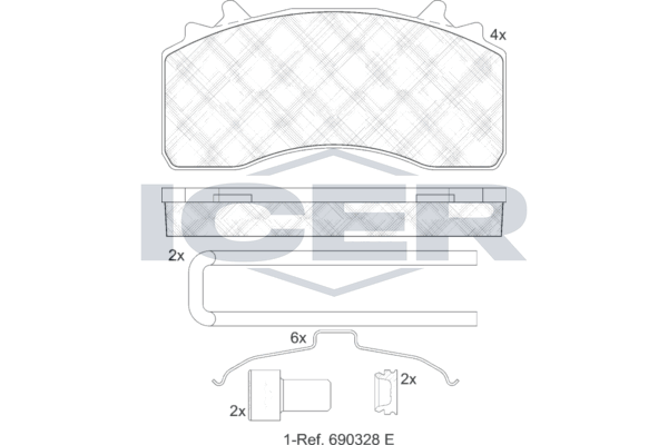 Гальмівні колодки дискові ICER 152154066 - zapix