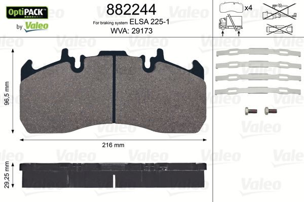 Гальмівні колодки дискові VALEO 882244 - zapix