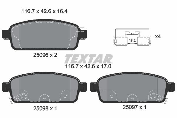 Гальмівні колодки дискові TEXTAR 2509602 - zapix