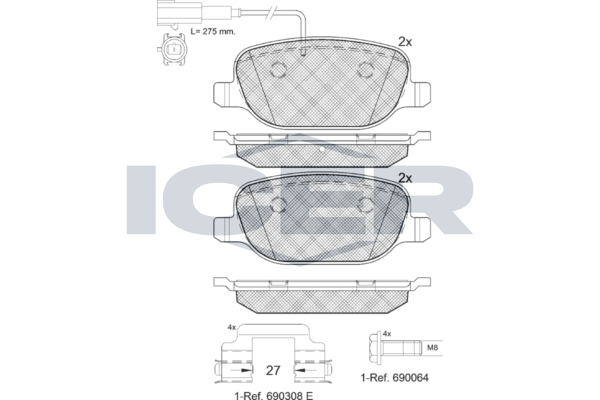 Гальмівні колодки дискові ICER 181996203 - zapix