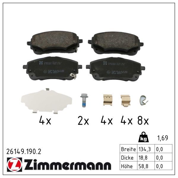 Гальмівні колодки дискові ZIMMERMANN 261491902 - zapix