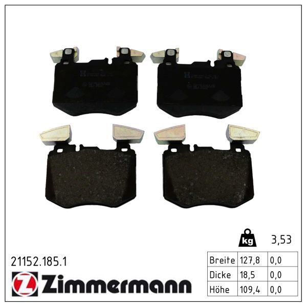 Гальмівні колодки дискові ZIMMERMANN 211521851 - zapix