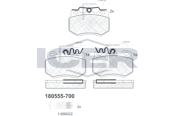 Гальмівні колодки дискові ICER 180555700 - zapix
