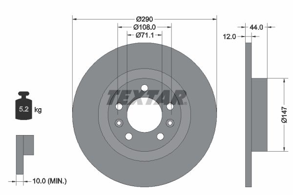 Гальмівний диск TEXTAR 92238003 - zapix