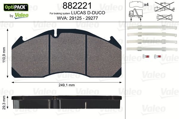 Гальмівні колодки дискові VALEO 882221 - zapix