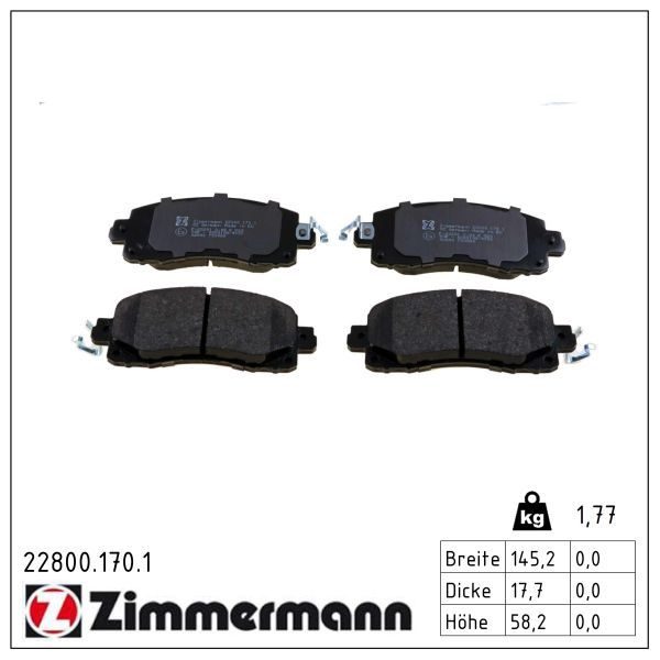 Гальмівні колодки дискові ZIMMERMANN 228001701 - zapix