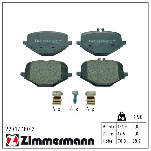 Гальмівні колодки дискові ZIMMERMANN 227171802 - zapix
