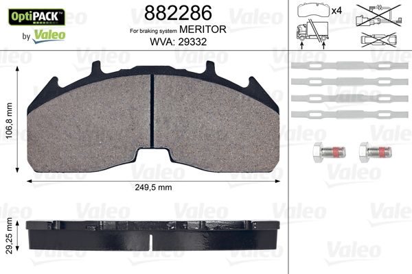 Гальмівні колодки дискові VALEO 882286 - zapix