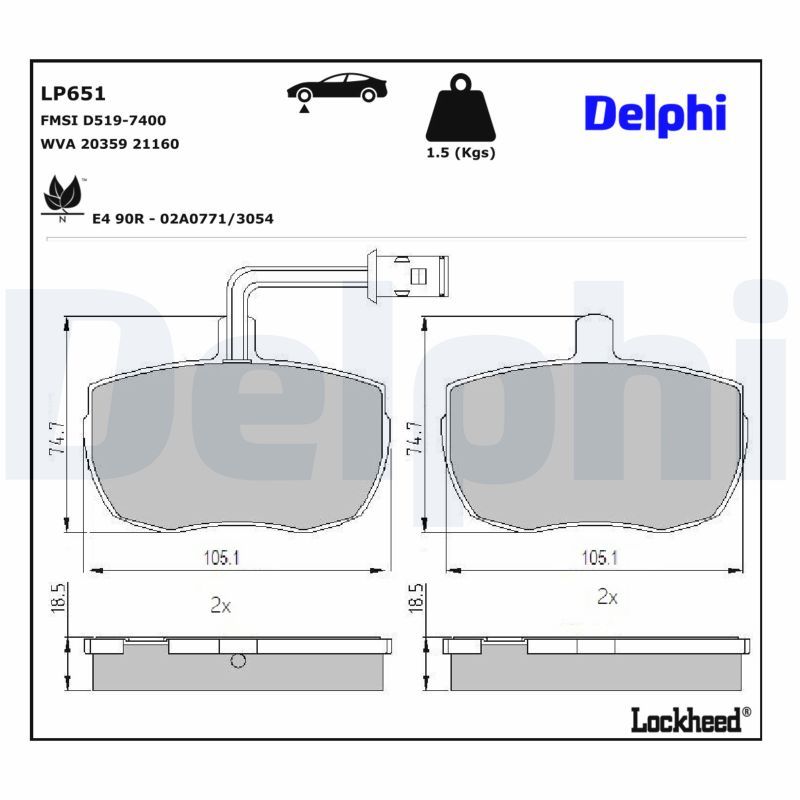 Гальмівні колодки дискові DELPHI LP651 - zapix