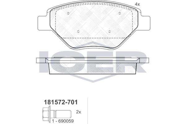 Гальмівні колодки дискові ICER 181572701 - zapix