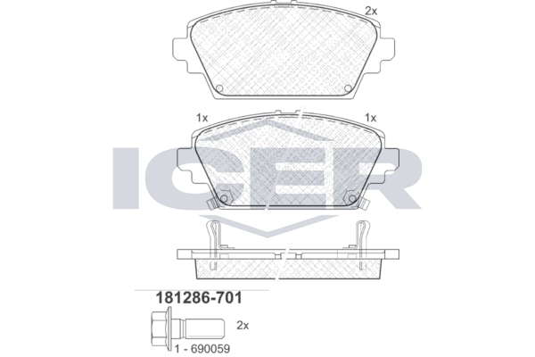 Гальмівні колодки дискові ICER 181286701 - zapix