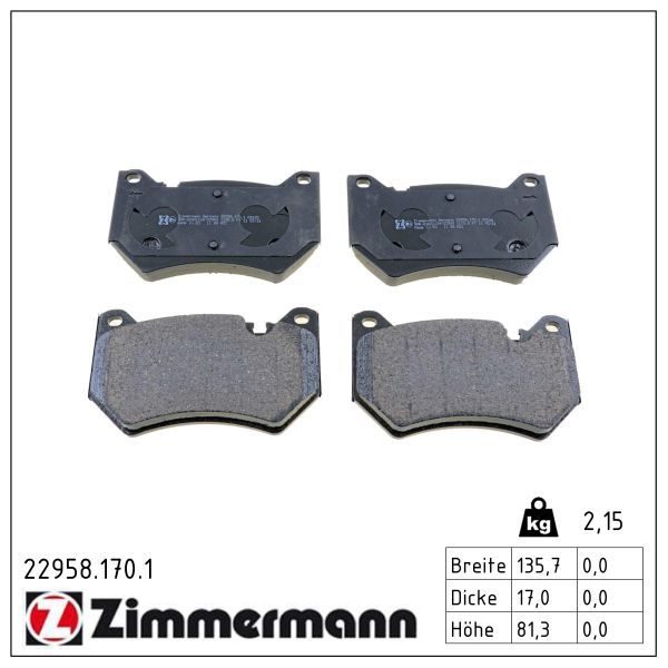 Гальмівні колодки дискові ZIMMERMANN 229581701 - zapix