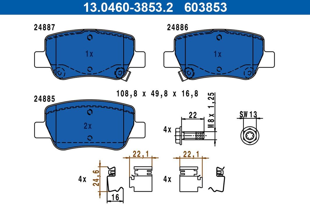 Гальмівні колодки дискові ATE 13046038532 - zapix