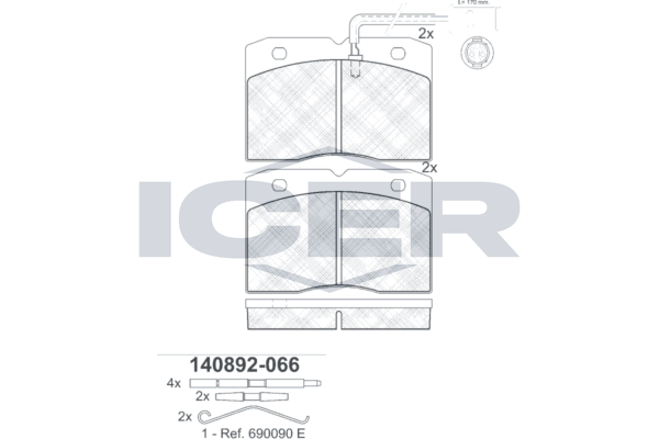 Гальмівні колодки дискові ICER 140892066 - zapix