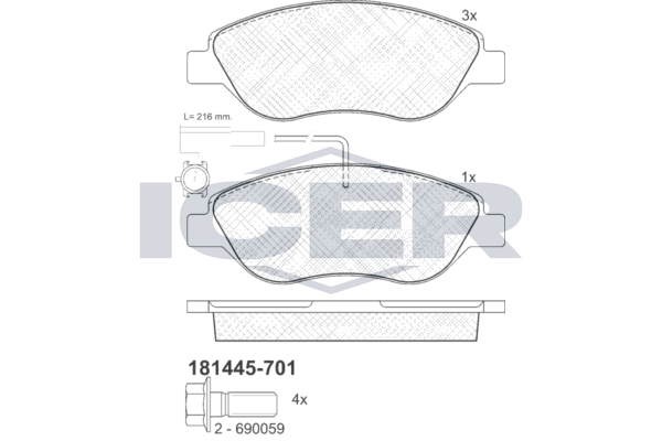 Гальмівні колодки дискові ICER 181445701 - zapix