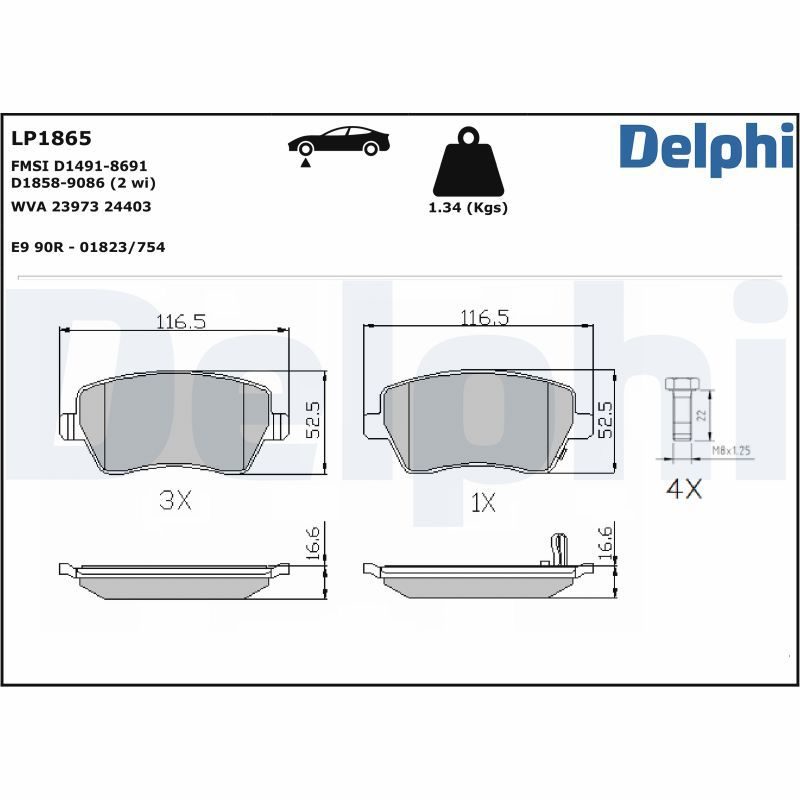 Тормозные колодки дисковые DELPHI LP1865