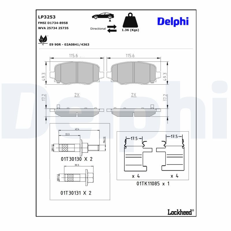 Гальмівні колодки дискові DELPHI LP3253 - zapix