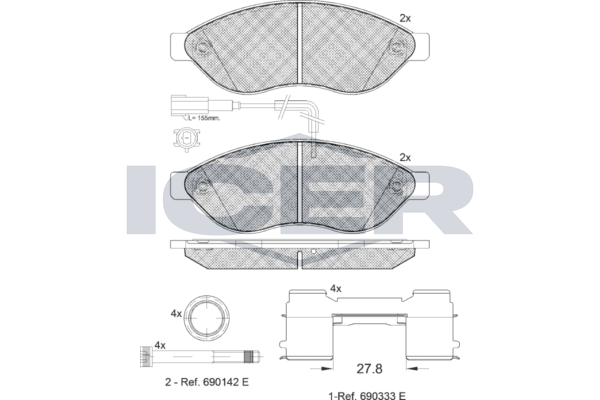 Гальмівні колодки дискові ICER 141803203 - zapix