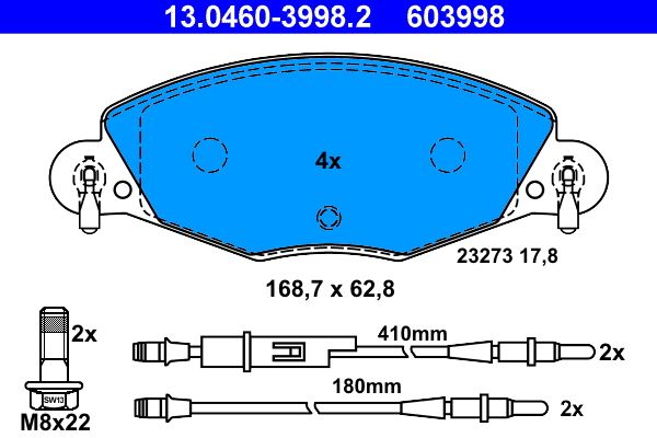 Гальмівні колодки дискові ATE 13046039982 - zapix