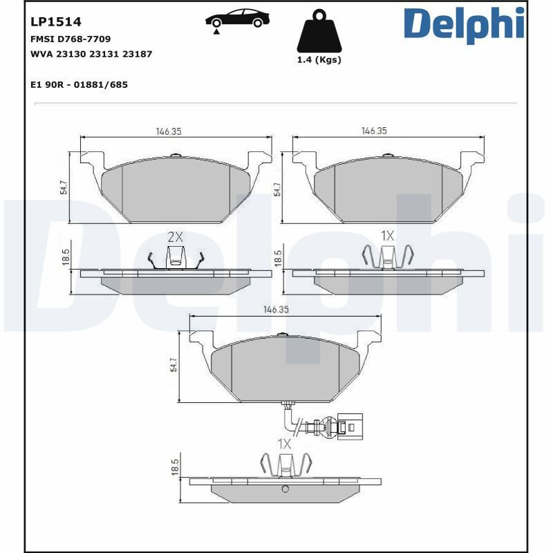 Тормозные колодки дисковые DELPHI LP1514