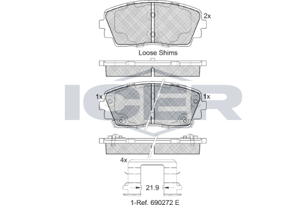 Гальмівні колодки дискові ICER 182034 - zapix