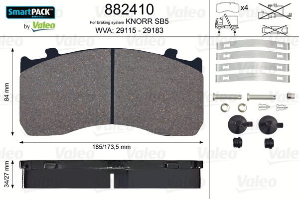 Гальмівні колодки дискові VALEO 882410 - zapix