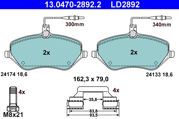 Гальмівні колодки дискові ATE 13047028922 - zapix